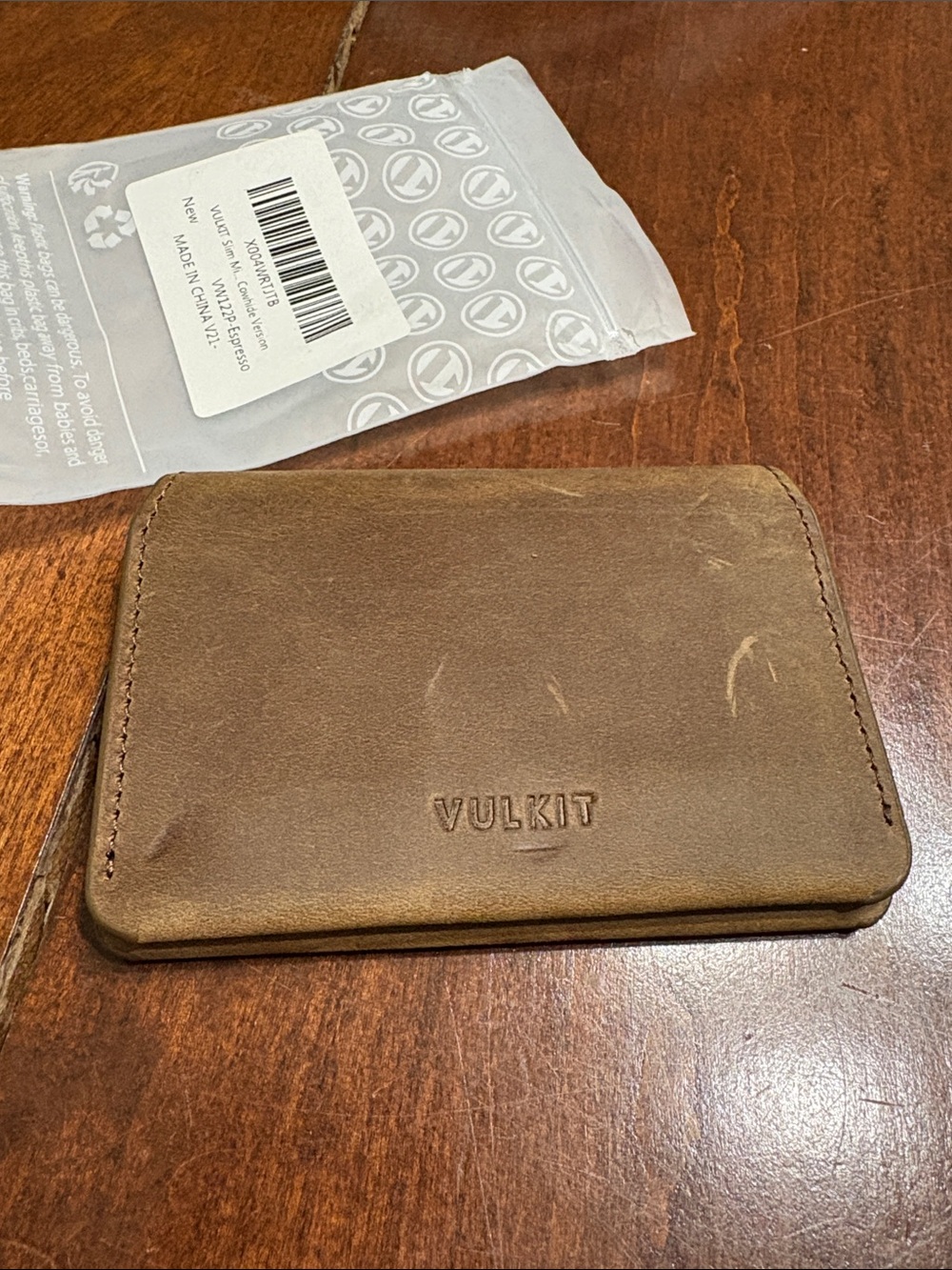 Vulkit cowhide slim leather RFID card holder